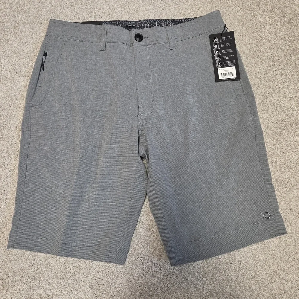 NWT 7 Diamonds Intertidal Performance Shorts Gray 4 Way Stretch Sz 31 10